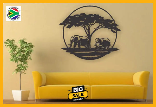 Elephant Family Mounted Wall Art