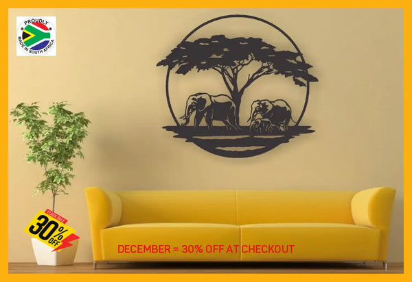 Elephant Family Mounted Wall Art