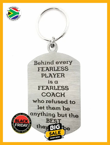 Fearless Coach Single Sided Laser Engraved Key Ring-Bag Tag Key Rings