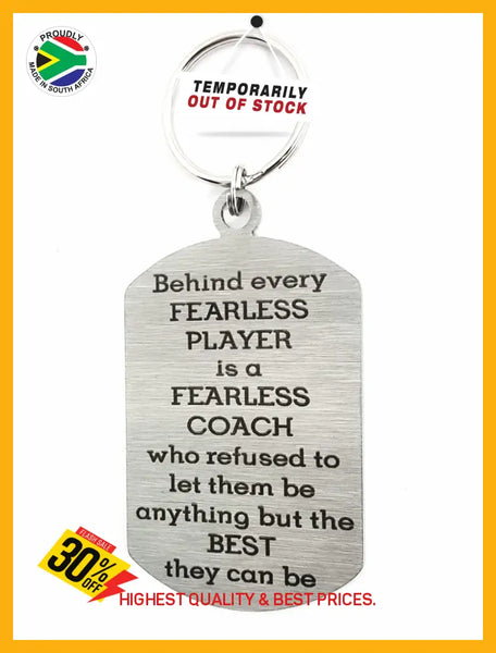 Fearless Coach Single Sided Laser Engraved Key Ring-Bag Tag Key Rings