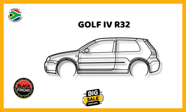 Golf 4 R32 Detailed Silhouette Metal Wall Art