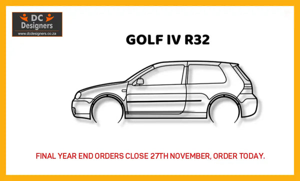 Golf 4 R32 Detailed Silhouette Metal Wall Art