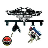 Harley Davidson Design - 5 Hook Key Ferro Grain Black Home Décor