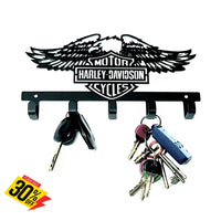 Harley Davidson Design - 5 Hook Key Ferro Grain Black Home Décor