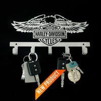 Harley Davidson Design 5 Hook Key Stainless Steel Brush Finish Home Décor