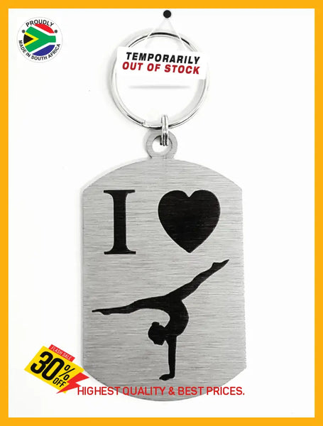 I Love Gymnastics Single Sided Laser Engraved Key Ring-Bag Tag Key Rings