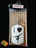 I Love Gymnastics Single Sided Laser Engraved Key Ring-Bag Tag Key Rings