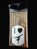 I Love Gymnastics Single Sided Laser Engraved Key Ring-Bag Tag Key Rings