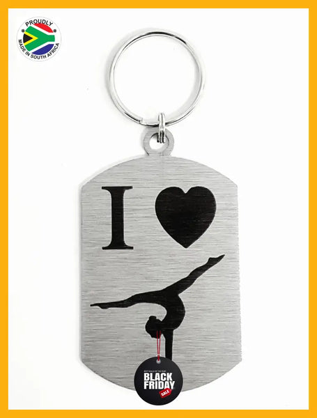 I Love Gymnastics Single Sided Laser Engraved Key Ring-Bag Tag Key Rings