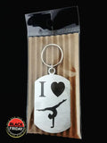 I Love Gymnastics Single Sided Laser Engraved Key Ring-Bag Tag Key Rings