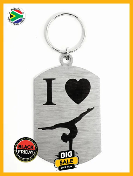 I Love Gymnastics Single Sided Laser Engraved Key Ring-Bag Tag Key Rings