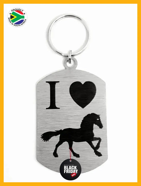 I Love Horses Single Sided Laser Engraved Key Ring-Bag Tag Key Rings