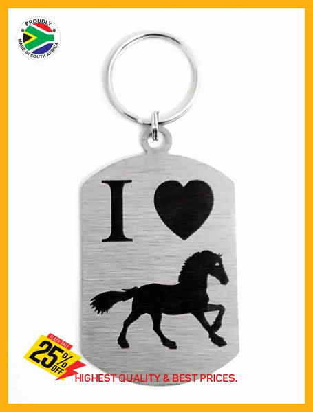 I Love Horses Single Sided Laser Engraved Key Ring-Bag Tag Key Rings