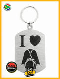 I Love Martial Arts Single Sided Laser Engraved Key Ring-Bag Tag Key Rings