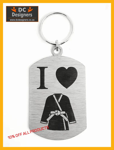 I Love Martial Arts Single Sided Laser Engraved Key Ring-Bag Tag Key Rings