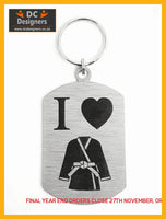 I Love Martial Arts Single Sided Laser Engraved Key Ring-Bag Tag Key Rings