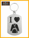 I Love Martial Arts Single Sided Laser Engraved Key Ring-Bag Tag Key Rings