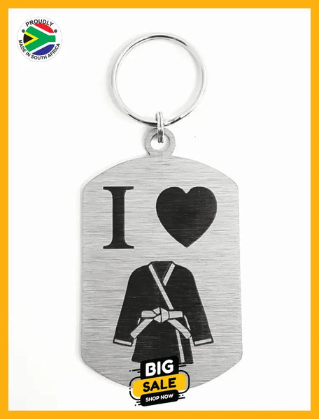 I Love Martial Arts Single Sided Laser Engraved Key Ring-Bag Tag Key Rings