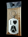 I Love Martial Arts Single Sided Laser Engraved Key Ring-Bag Tag Key Rings