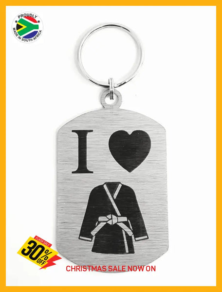 I Love Martial Arts Single Sided Laser Engraved Key Ring-Bag Tag Key Rings