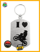 I Love Moto-Cross Single Sided Laser Engraved Key Ring-Bag Tag Key Rings