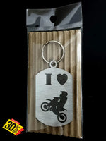 I Love Moto-Cross Single Sided Laser Engraved Key Ring-Bag Tag Key Rings