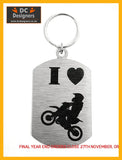 I Love Moto-Cross Single Sided Laser Engraved Key Ring-Bag Tag Key Rings