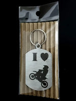 I Love Moto-Cross Single Sided Laser Engraved Key Ring-Bag Tag Key Rings