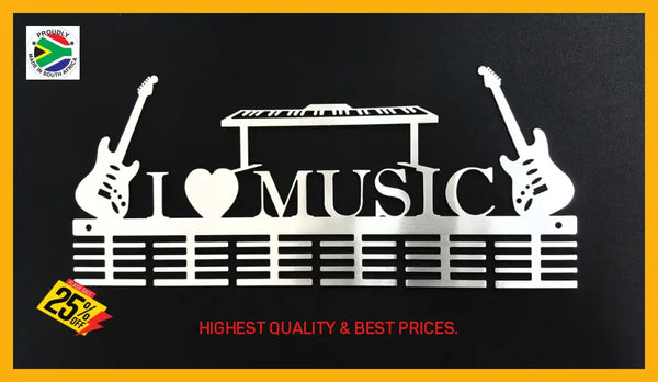 I Love Music Instruments 48 Tier Medal Hanger Stainless Steel Brush Finish Sports Medal Hangers