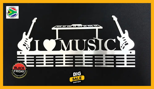 I Love Music Instruments 48 Tier Medal Hanger Stainless Steel Brush Finish Sports Medal Hangers