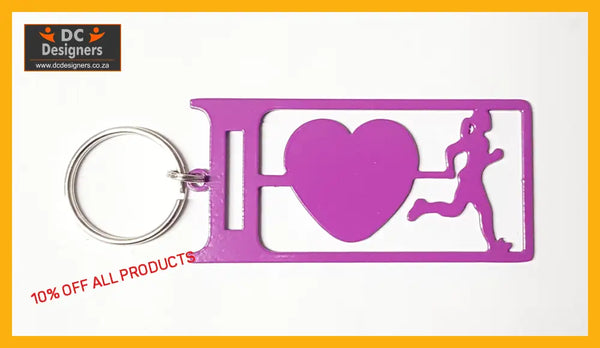 I Love Running Lady Key Ring Purple Rings