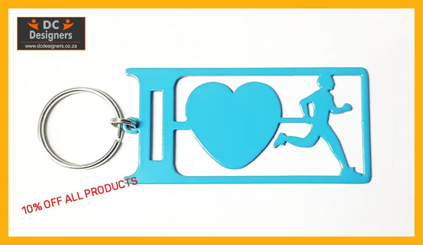 I Love Running Man Key Ring Light Blue Rings