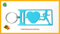 I Love Running Man Key Ring Light Blue Rings