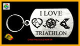 I Love Triathlon Single Sided Laser Engraved Key Ring-Bag Tag Key Rings