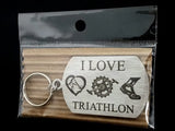 I Love Triathlon Single Sided Laser Engraved Key Ring-Bag Tag Key Rings