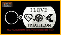 I Love Triathlon Single Sided Laser Engraved Key Ring-Bag Tag Key Rings