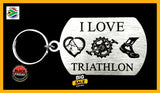 I Love Triathlon Single Sided Laser Engraved Key Ring-Bag Tag Key Rings