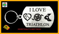 I Love Triathlon Single Sided Laser Engraved Key Ring-Bag Tag Key Rings