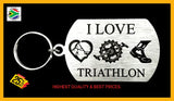 I Love Triathlon Single Sided Laser Engraved Key Ring-Bag Tag Key Rings