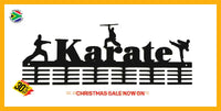 Karate 3 Figure 48 Tier Medal Hanger Black Sports Medal Hangers