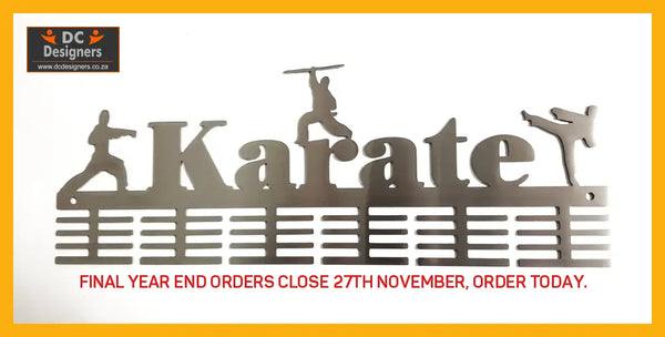 Karate 3 Figure 48 Tier Medal Hanger Stainless Steel Brush Finish Sports Medal Hangers