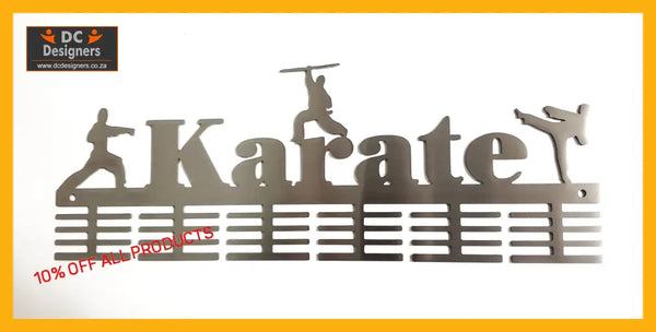 Karate 3 Figure 48 Tier Medal Hanger Stainless Steel Brush Finish Sports Medal Hangers