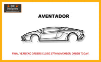 Lamborghini Aventador Detailed Silhouette Metal Wall Art