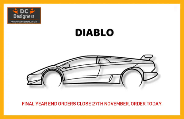 Lamborghini Diablo Detailed Silhouette Metal Wall Art