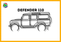 Land Rover Defender 110 Detailed Silhouette Metal Wall Art