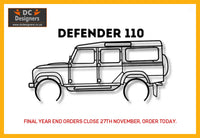 Land Rover Defender 110 Detailed Silhouette Metal Wall Art