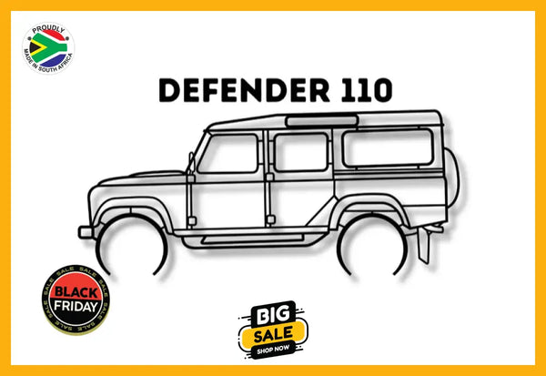 Land Rover Defender 110 Detailed Silhouette Metal Wall Art