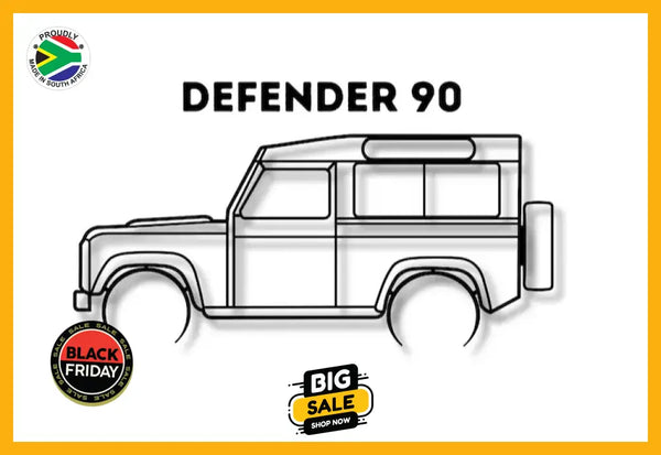 Land Rover Defender 90 Detailed Silhouette Metal Wall Art