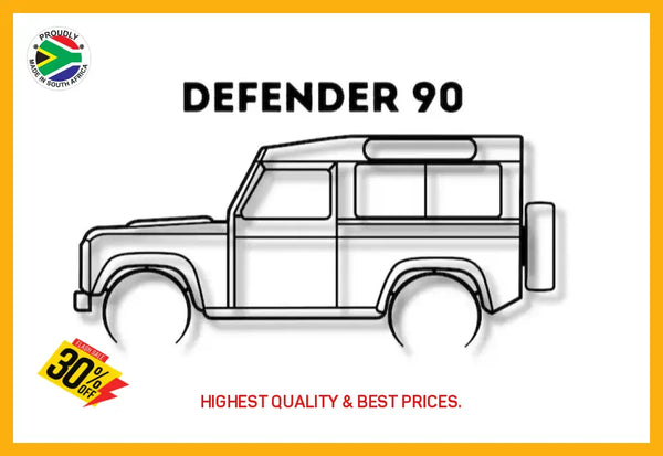 Land Rover Defender 90 Detailed Silhouette Metal Wall Art