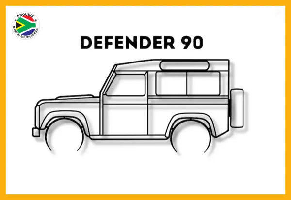 Land Rover Defender 90 Detailed Silhouette Metal Wall Art